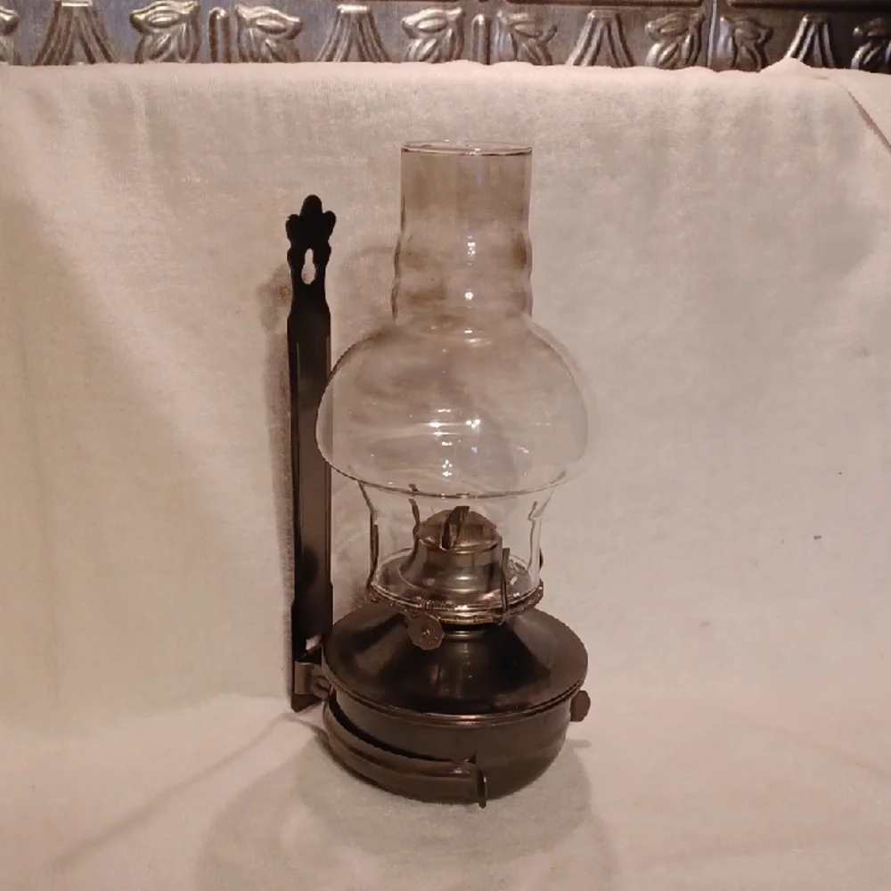 Vintage Clear Glass and Bronze Lantern